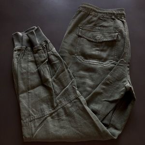 Army green drawstring jogger pants